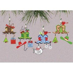 Cowboy Boots Christmas Ornaments set of 4 Metal Embellished Western Cowgirl